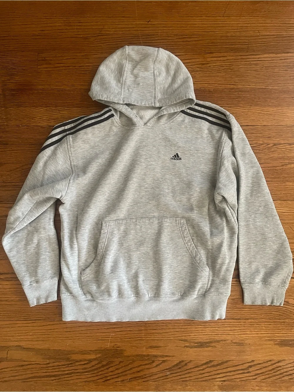 Vintage Y2K Oversized Adidas Classic Basic Gray Pullover Hooded Sweatshirt